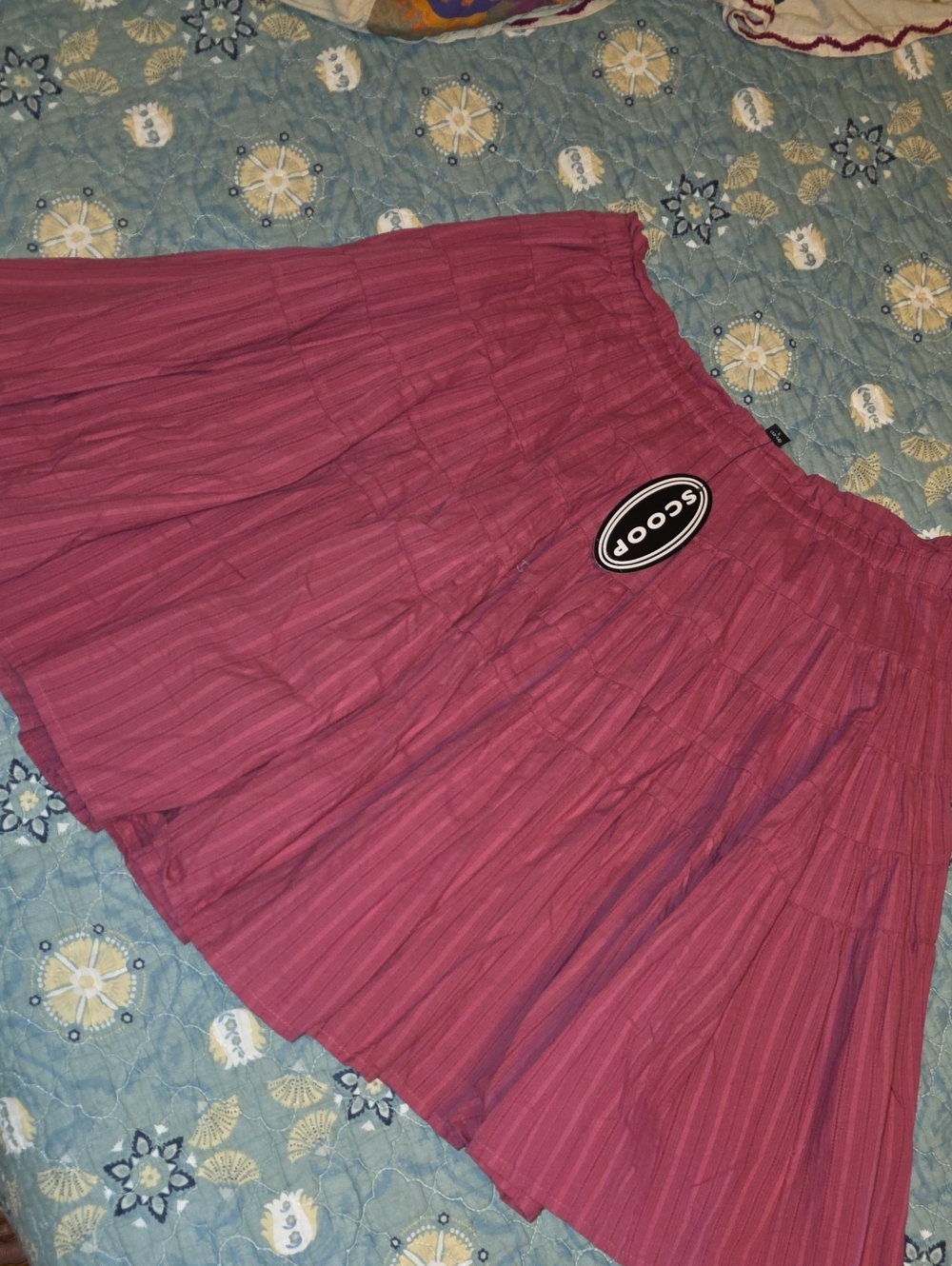 Scoop Tiered Midi Rasberry Skirt